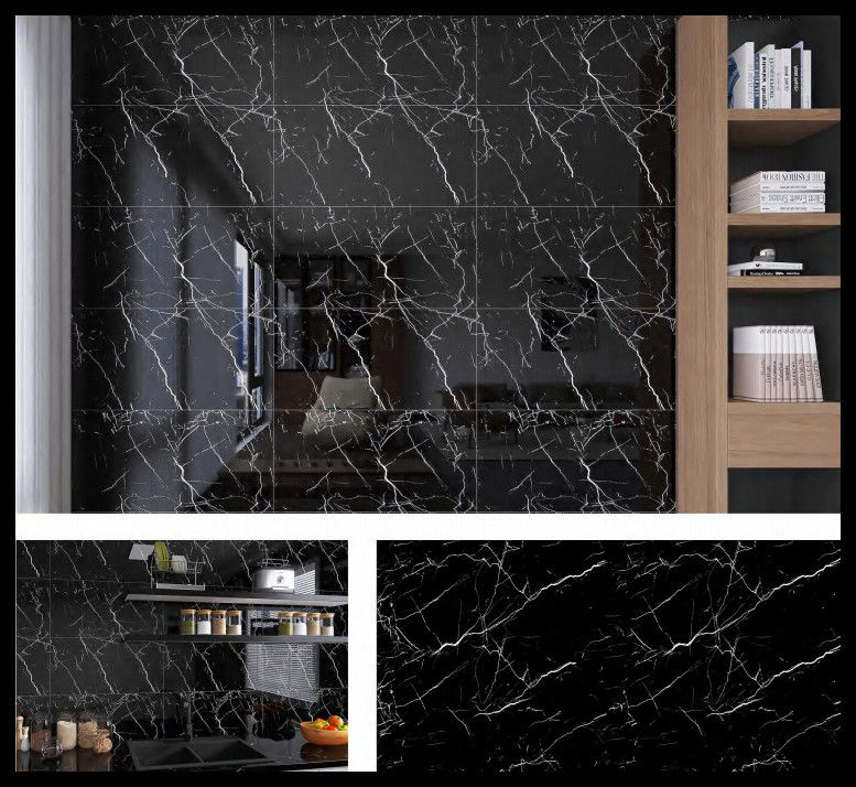 Black Marble 40CM*90CM PET Wall Sticker 200PCS Package Includes For Indoor