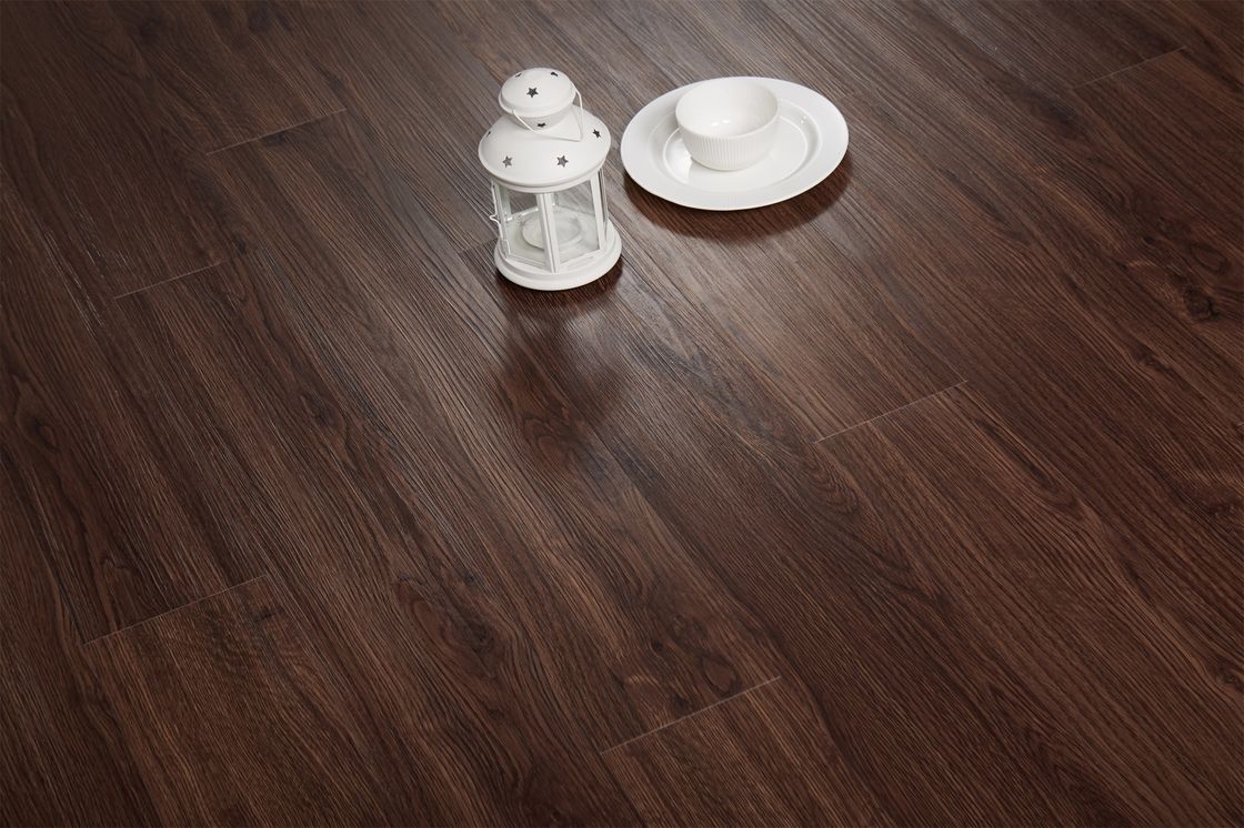 Residential PVC Vinyl Plank Flooring Dark Wooden Color Wearing Resistant